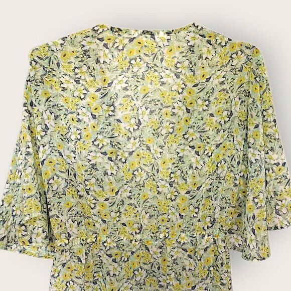 Lauren Conrad Womens Coverup Butter Yellow Green Floral Sheer Waist Tie Beachy - Picture 4 of 12